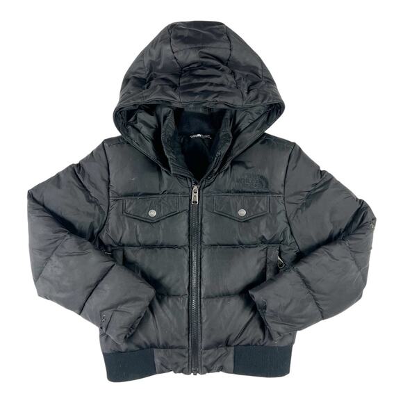 The North Face 550 Down Fill Black Hooded Puffer Jacket size XS / Girls 6 - Picture 1 of 14